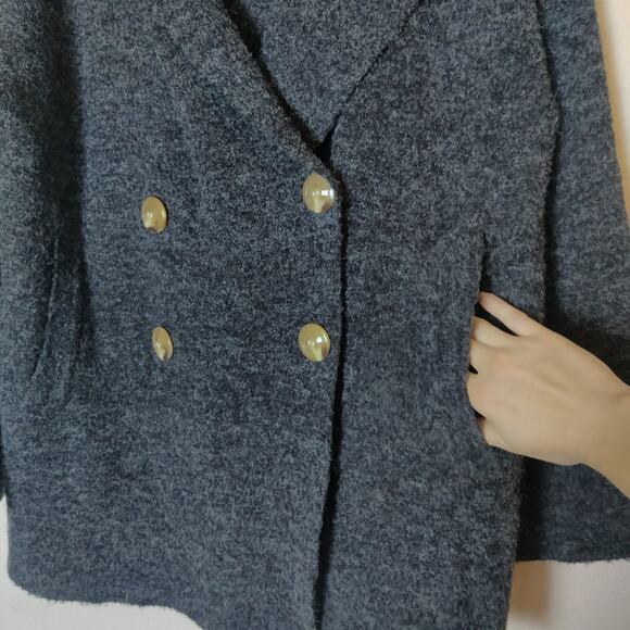 Line and Dot Gray Oversized Double Breasted Hooded Cardigan Jacket XS Soft Knit - Picture 4 of 10